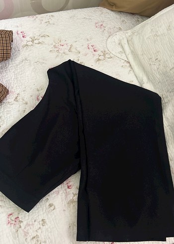 Siyah geniş kumaş pantolon - Görsel 3