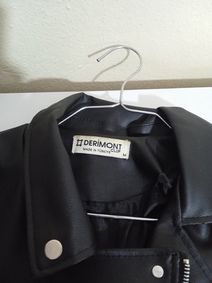Kadın Siyah Deri Biker Ceket - Görsel 5