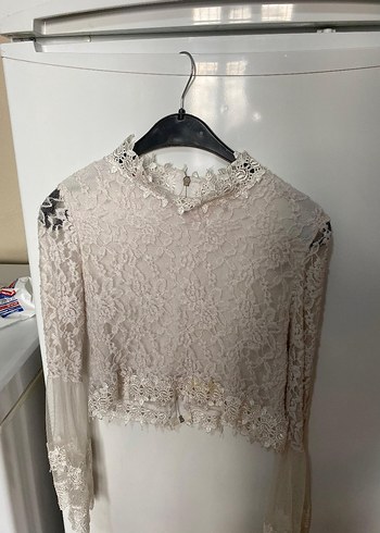 Dantel Detaylı Beyaz Bohem Vintage Bluz - Görsel 2