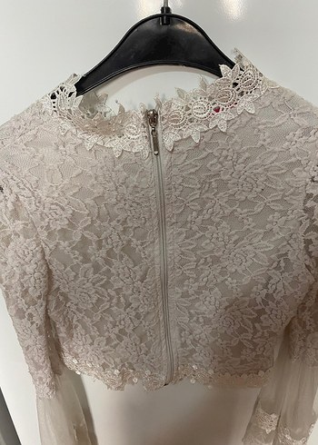 Dantel Detaylı Beyaz Bohem Vintage Bluz - Görsel 3