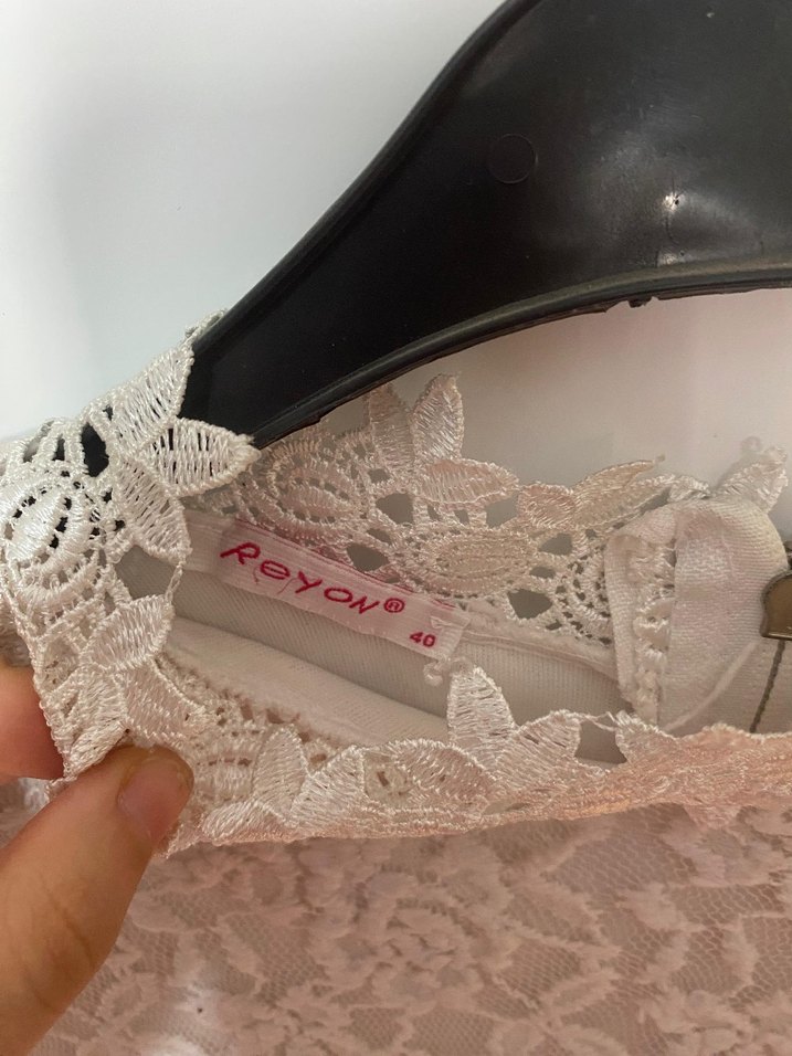 Dantel Detaylı Beyaz Bohem Vintage Bluz - Görsel 4