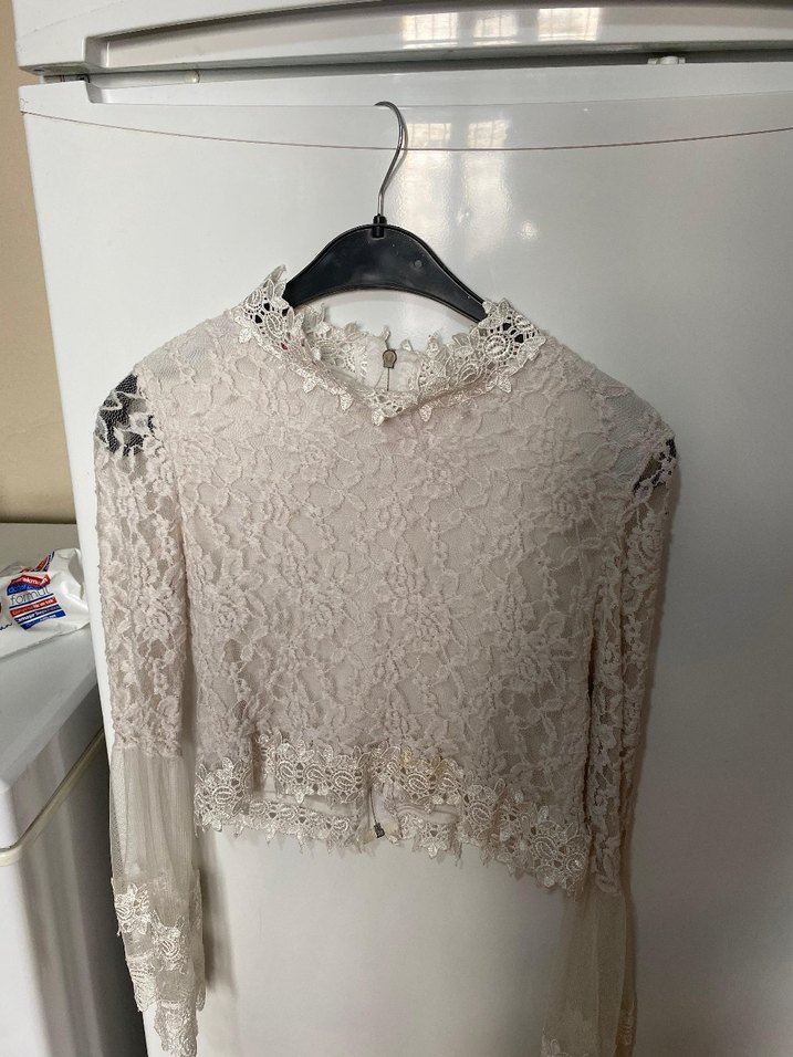 Dantel Detaylı Beyaz Bohem Vintage Bluz - Görsel 2