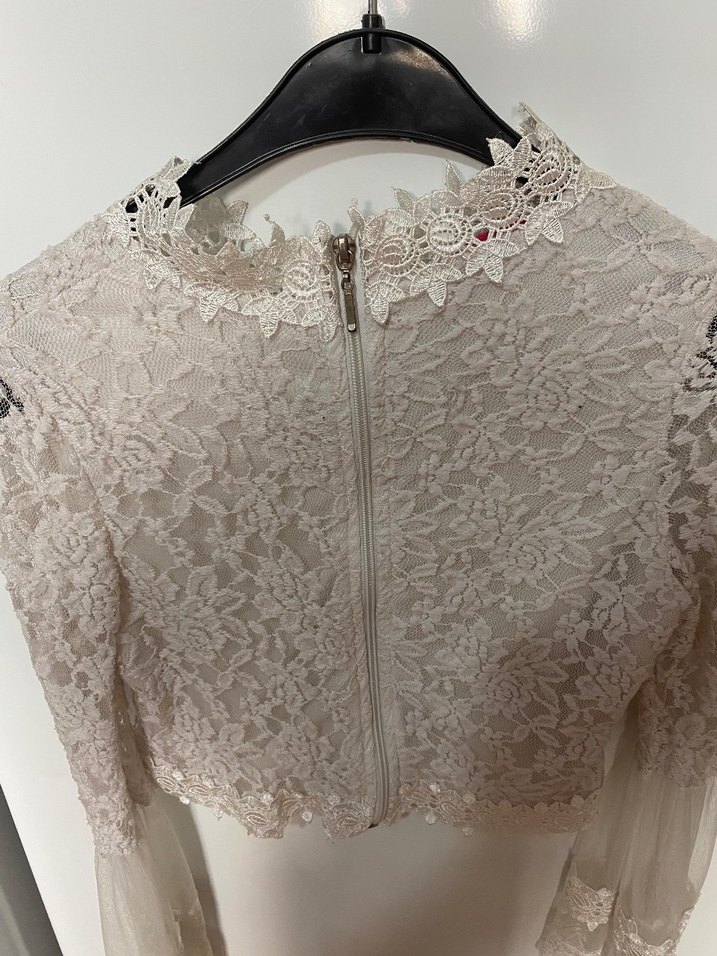 Dantel Detaylı Beyaz Bohem Vintage Bluz - Görsel 3