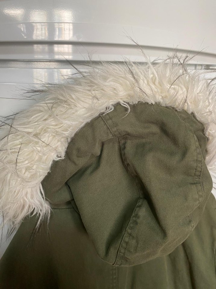 Gri Kürklü Midi Kadın Kışlık Ceket mont - Görsel 3