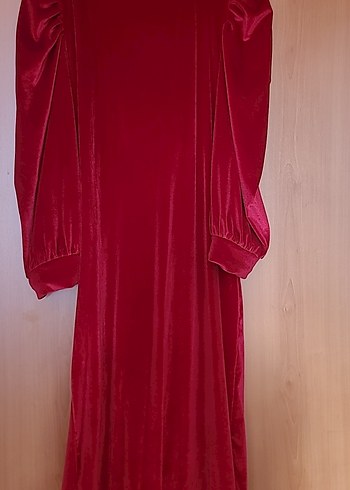 Bordo Drapeli Uzun Kadın Abiye Elbise - Görsel 5