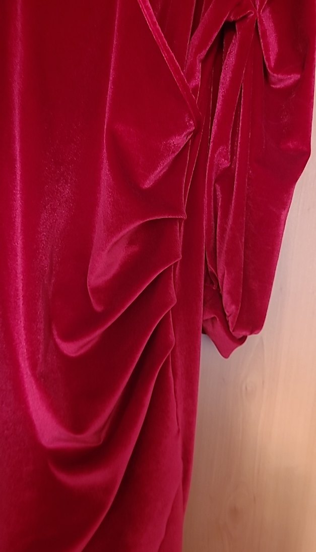 Bordo Drapeli Uzun Kadın Abiye Elbise - Görsel 4