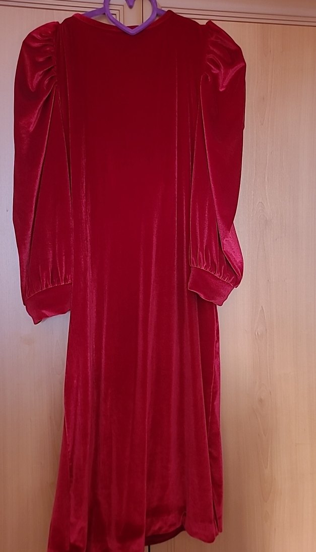 Bordo Drapeli Uzun Kadın Abiye Elbise - Görsel 5