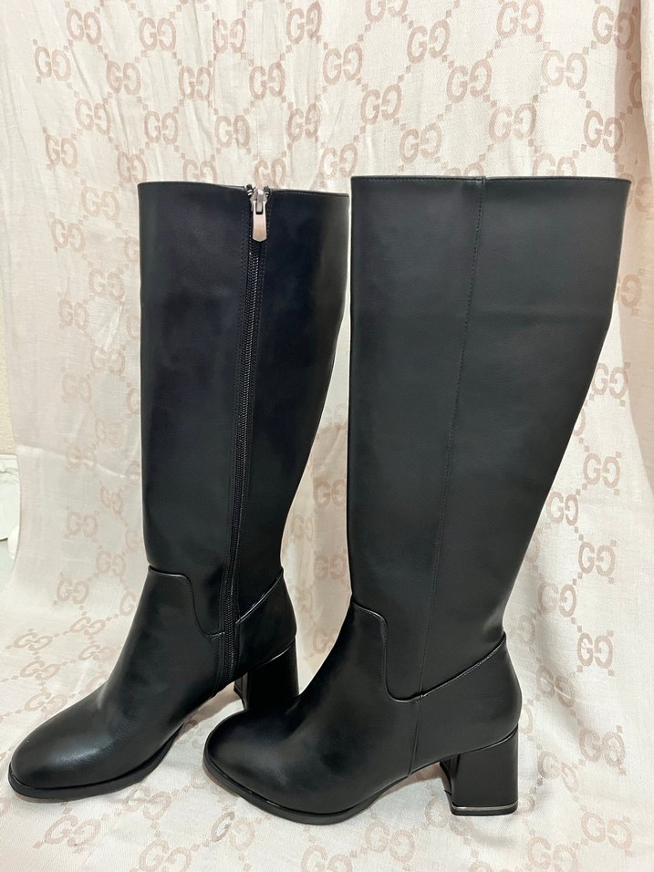 Kadın Siyah Deri Dizüstü Topuklu Çizme - Görsel 2