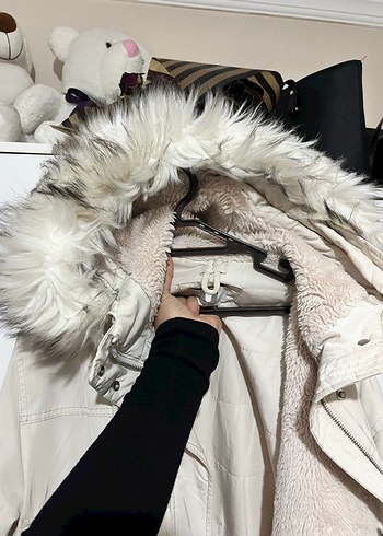 Beyaz Kürklü Midi Kadın Ceket - Görsel 3