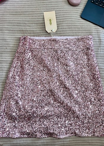 Pembe Parlak Simli Mini Etek - Görsel 2