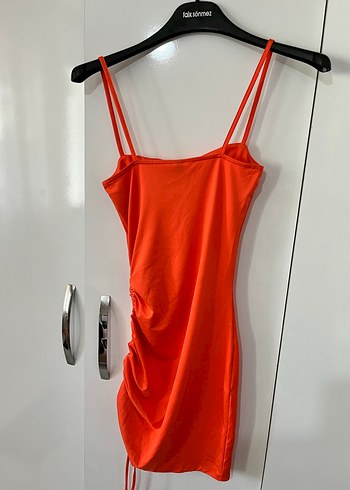 Kırmızı Drapeli Mini Abiye Elbise - Görsel 2