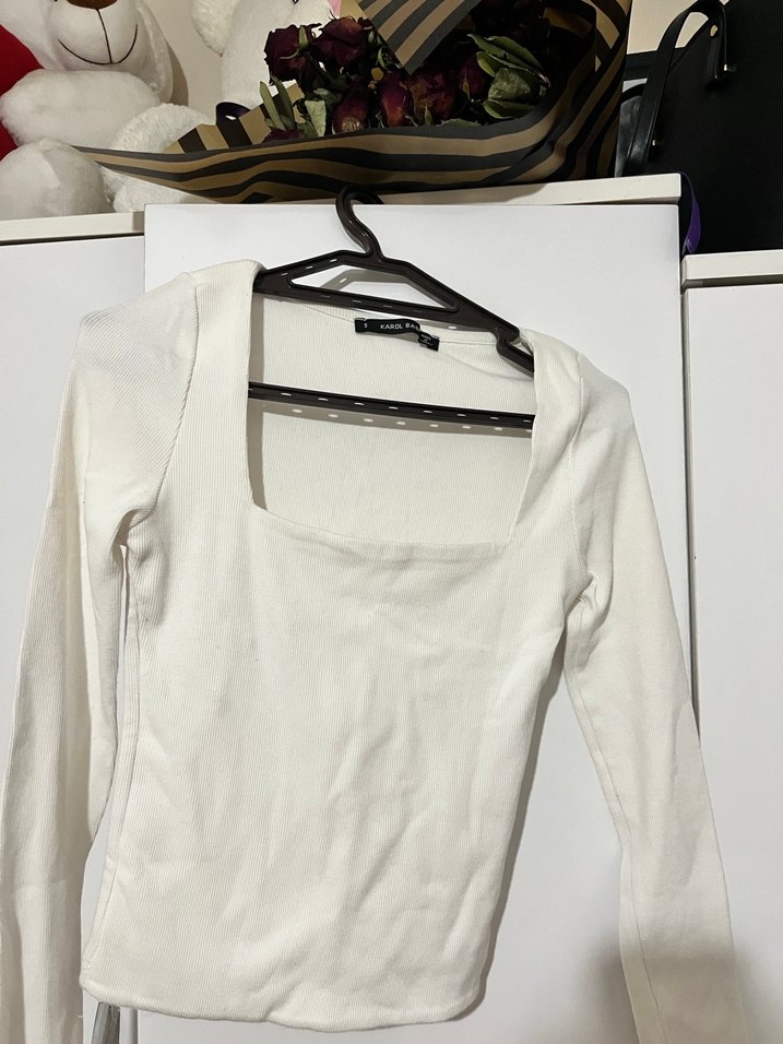 Uzun Kollu Beyaz Kadın Bluz - Görsel 2