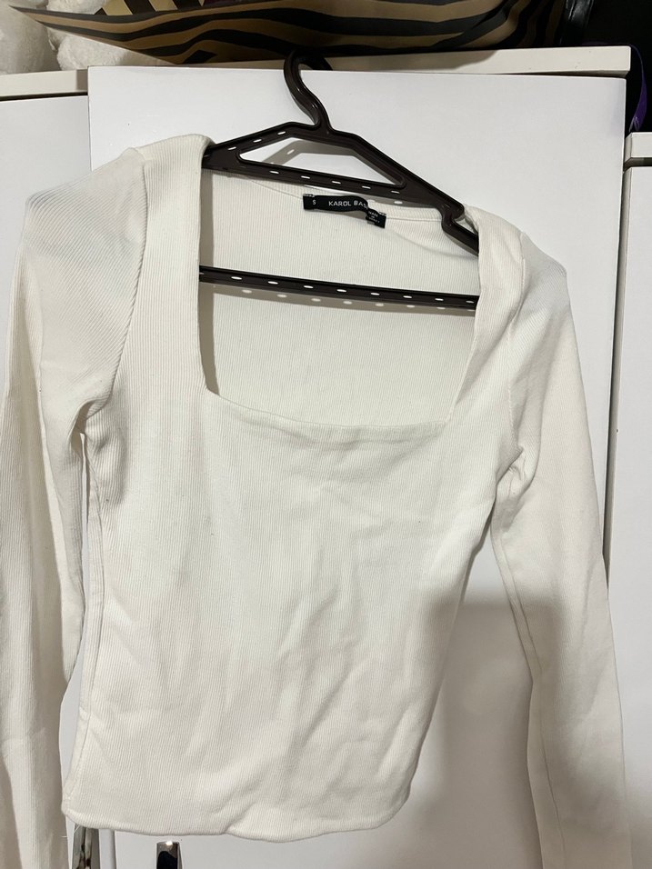 Uzun Kollu Beyaz Kadın Bluz - Görsel 3