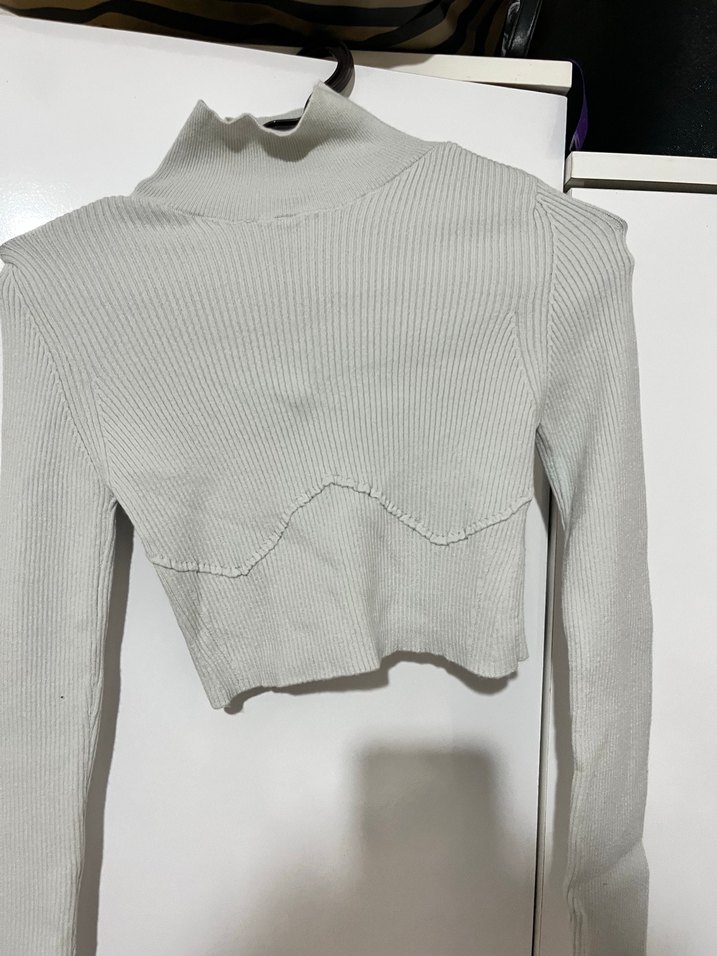 Gri Kadın Balıkçı Yaka İnce Triko Kazak - Görsel 2