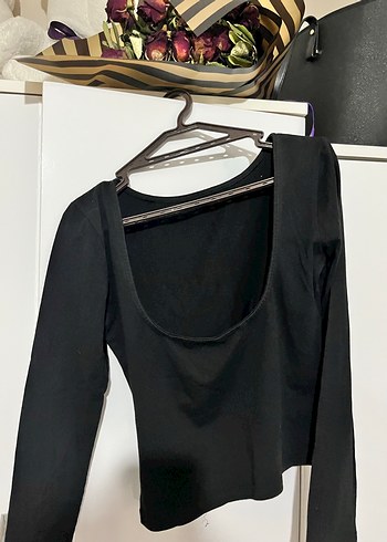 Siyah Uzun Kollu Keten Kadın Bluz - Görsel 2