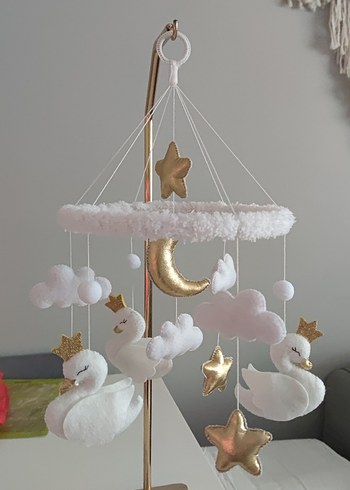 Nakışlı Beyaz Bebek Uyku Mobil - Görsel 2