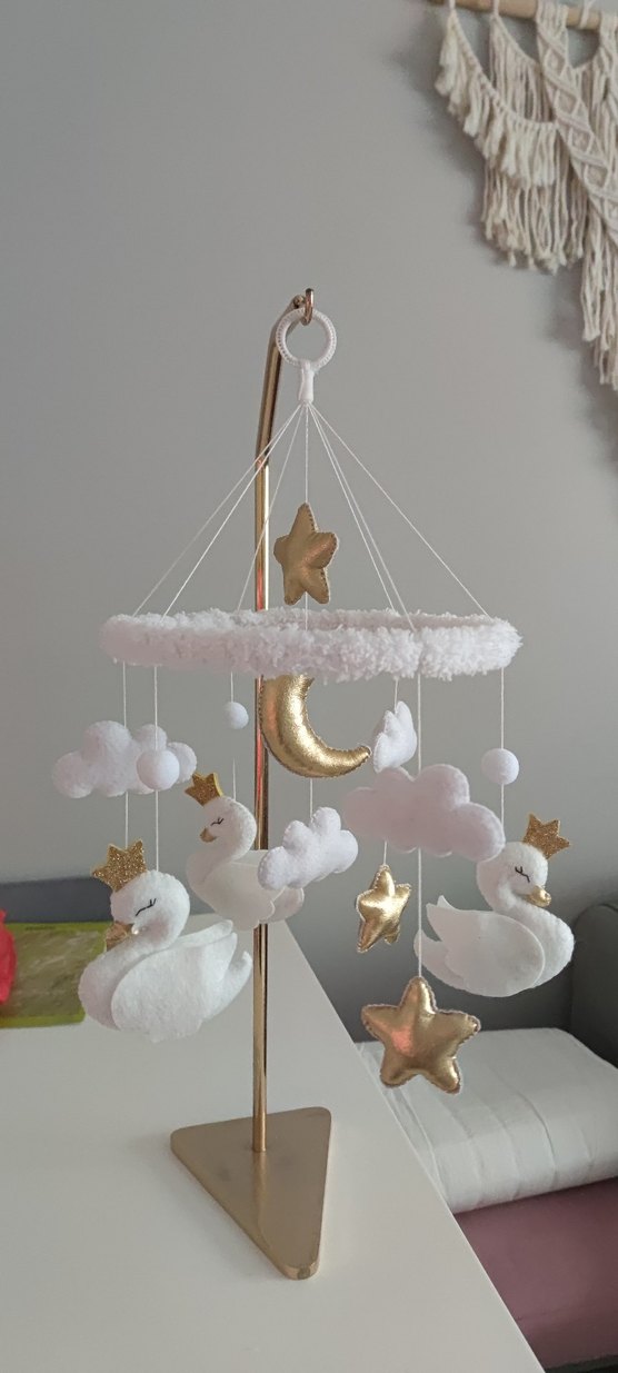 Nakışlı Beyaz Bebek Uyku Mobil - Görsel 2