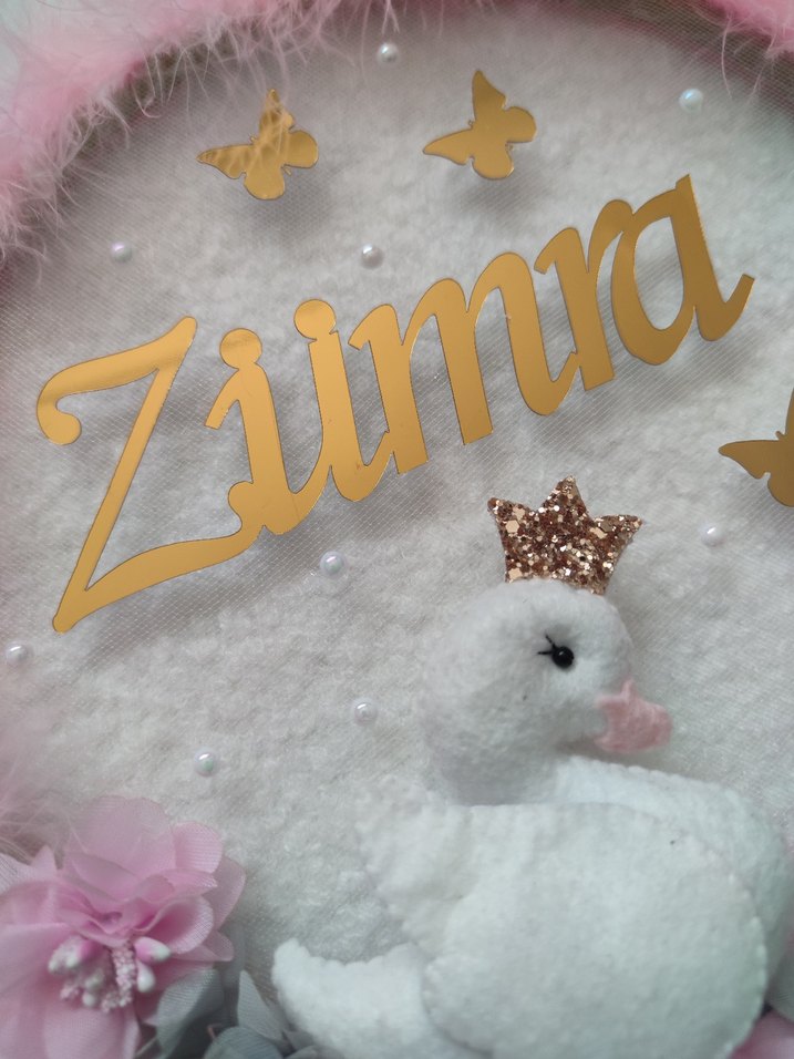 Pembe Nakışlı Çocuk Odası Süsü - Görsel 3