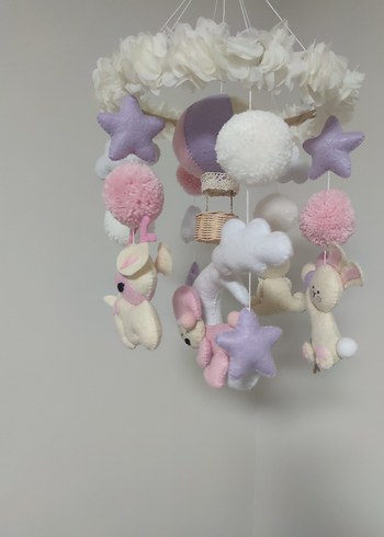 Pembe Pastel Bebek Beşiği Mobil Oyuncak - Görsel 5