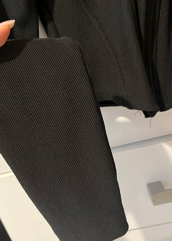 s Beden siyah Renk Siyah Fermuarlı Mini Uzun Kollu Bluz
