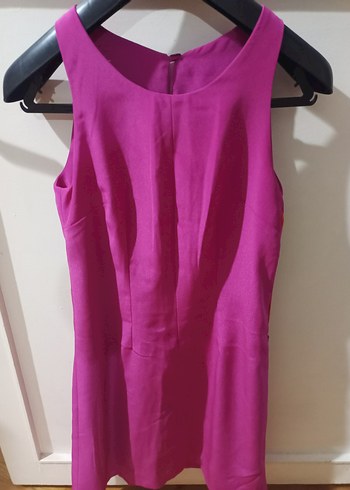 Pembe Midi V Yaka Kolsuz Elbise