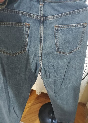 m Beden Nakışlı Mavi Midi Denim Kadın Pantolon