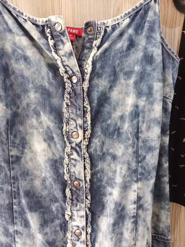 Kızlar için Bağlamalı Denim Tulum - Görsel 3