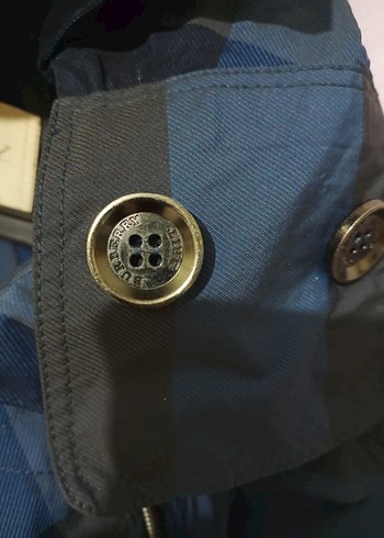 Lacivert Midi Yağmurluk Düğmeli - Görsel 4