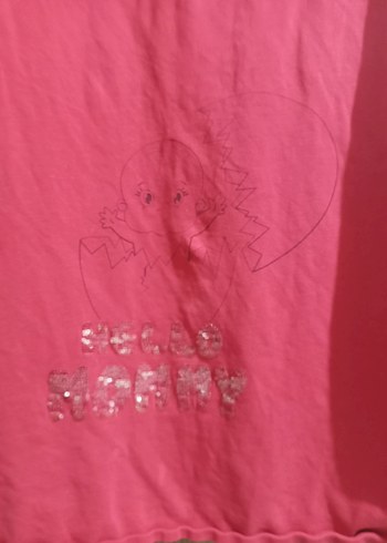 Pembe Baskılı Hamile Tişörtü, Kısa Kollu, Rahat Kesim - Görsel 2