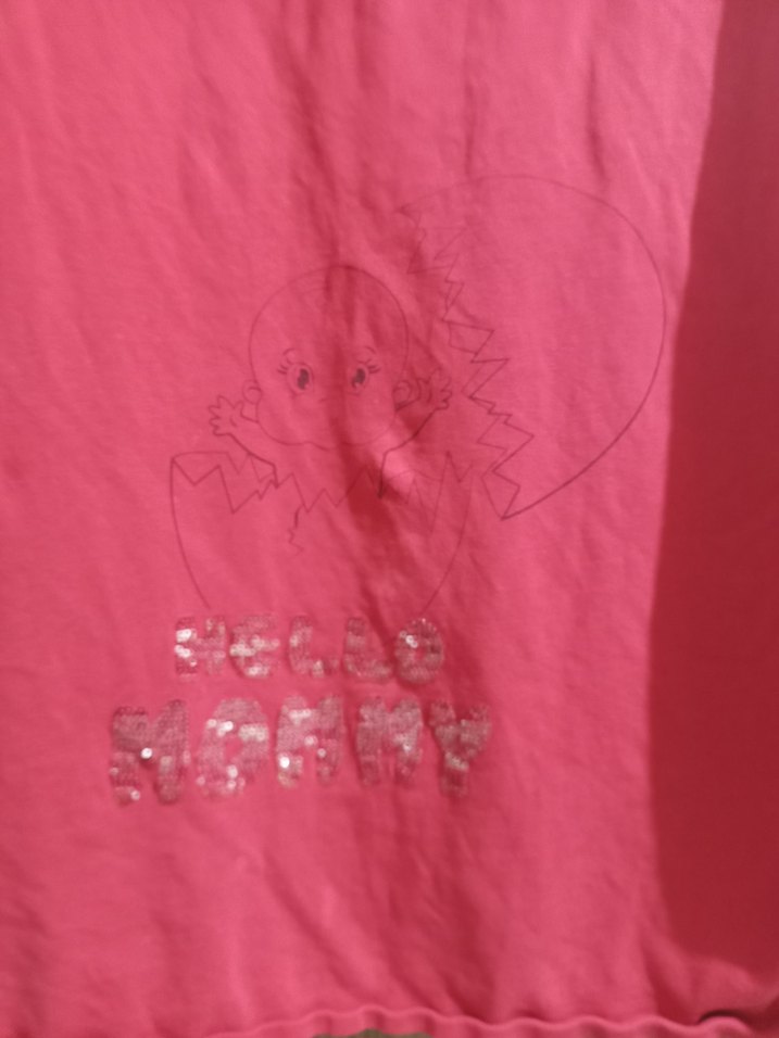 Pembe Baskılı Hamile Tişörtü, Kısa Kollu, Rahat Kesim - Görsel 2