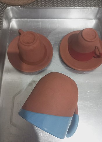 Renkli Seramik Fincan ve Tabak Seti - Görsel 3