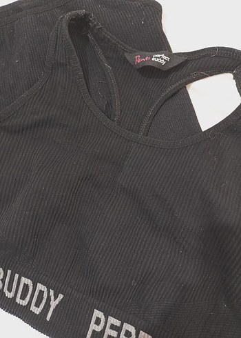 Siyah Baskılı Pamuklu Kız Atlet - Görsel 2