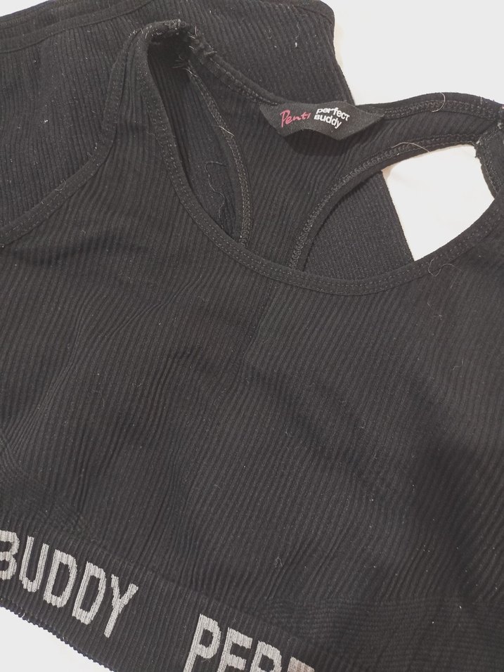 Siyah Baskılı Pamuklu Kız Atlet - Görsel 2