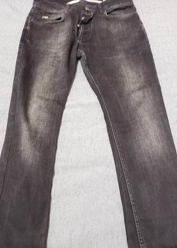 Düğmeli Gri Regular Fit Erkek Denim Pantolon - Görsel 3