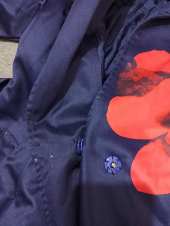 Kadın Lacivert Uzun Desenli Yağmurluk - Görsel 2