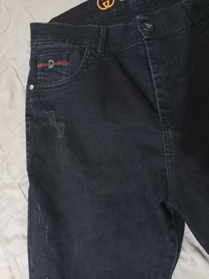 Siyah Düğmeli Regular Fit Erkek Kot Pantolon bel 48 boy 105 - Görsel 2