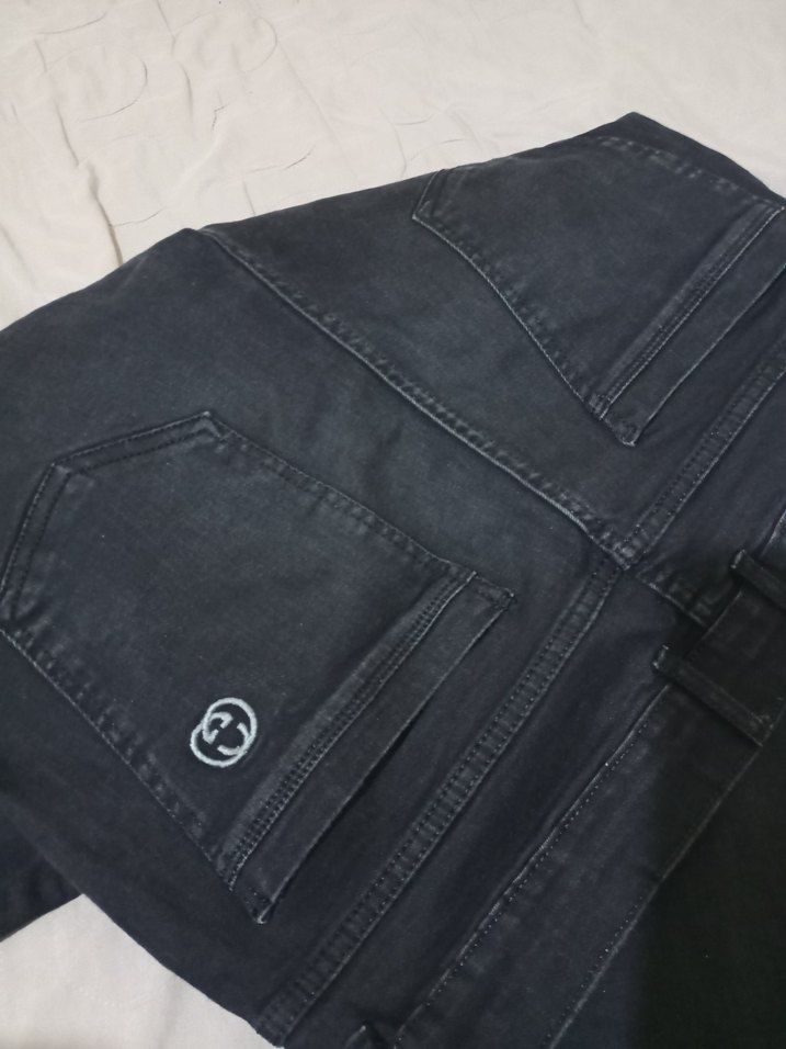 Siyah Düğmeli Regular Fit Erkek Kot Pantolon bel 48 boy 105 - Görsel 4