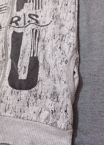 Gri Baskılı Fermuarlı Sweatshirt - Görsel 2