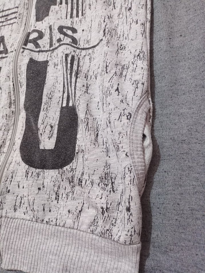 Gri Baskılı Fermuarlı Sweatshirt - Görsel 2