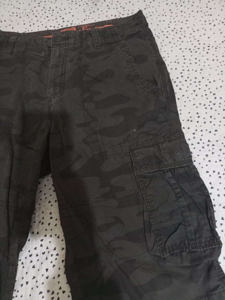 Gri Kamuflaj Kemerli Erkek Mini Şort - Görsel 2