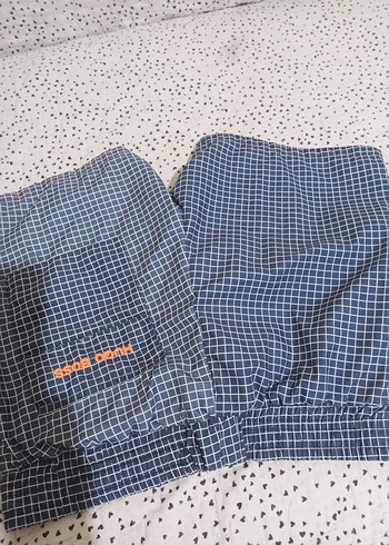 Erkek Mavi Kareli Mini Şort - Görsel 2