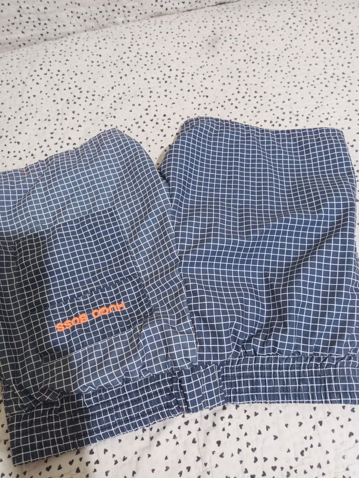 Erkek Mavi Kareli Mini Şort - Görsel 2