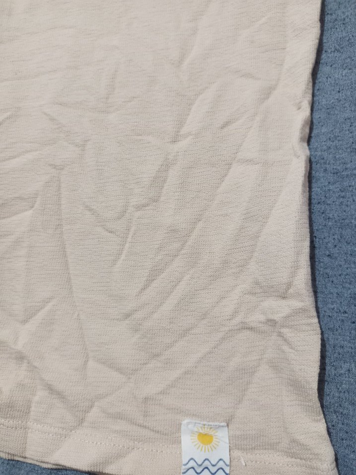 Bej Keten Erkek Tişört, Kısa Kollu, Salaş - Görsel 3
