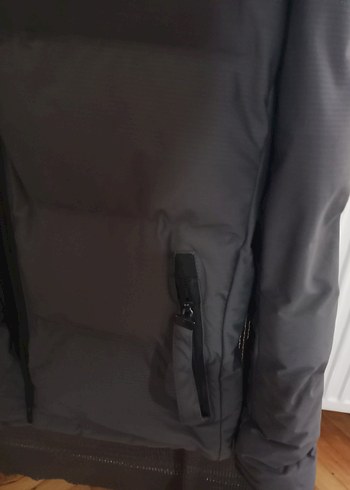 Gri Erkek Kapüşonlu Fermuarlı Mont - Görsel 2