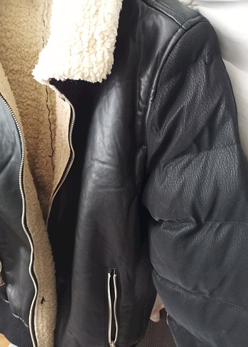 Deri Kışlık Ceket, Kürklü, Siyah - Görsel 2