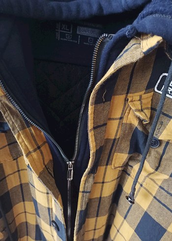 Sarı Ekoseli Kapüşonlu Erkek Ceket - Görsel 2