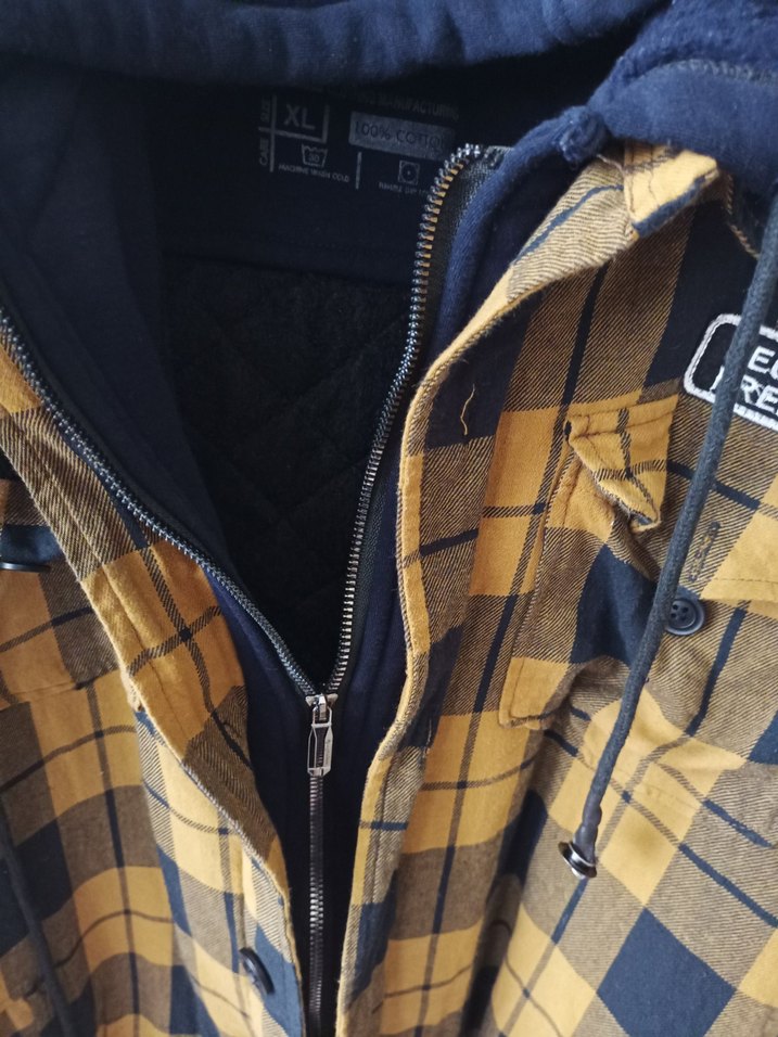 Sarı Ekoseli Kapüşonlu Erkek Ceket - Görsel 2