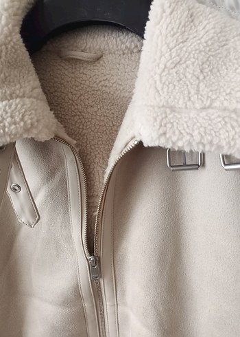 Bej Süet  Ceket Kürklü Detaylı - Görsel 2