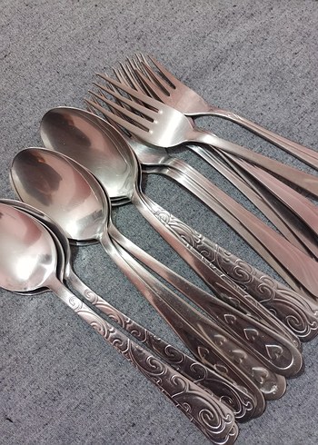 Gri Desenli Çatal Kaşık Seti - Görsel 2