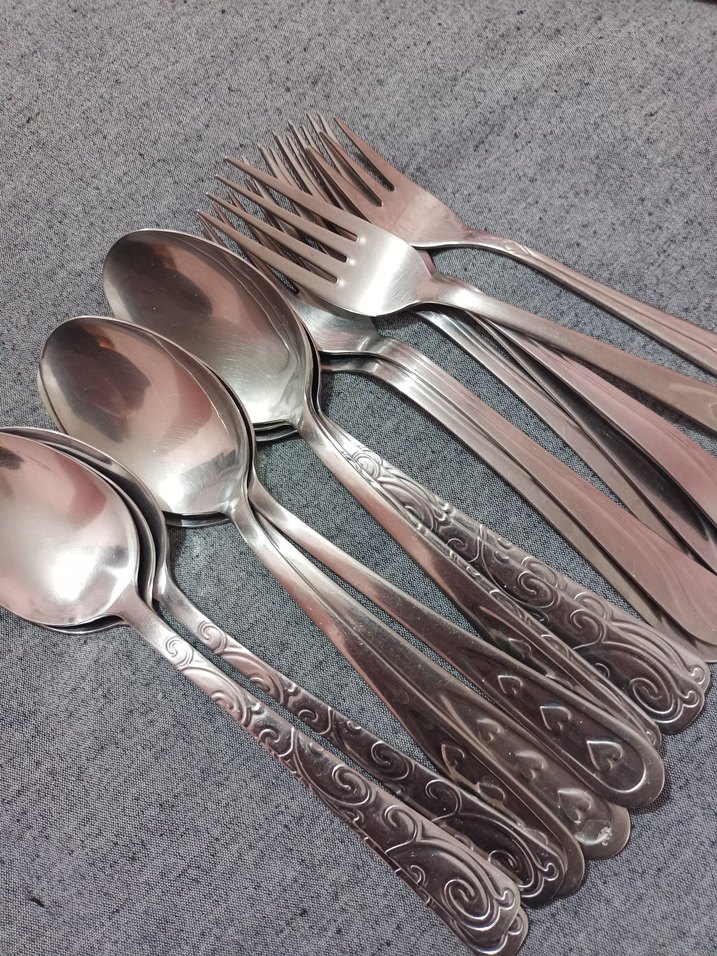 Gri Desenli Çatal Kaşık Seti - Görsel 2